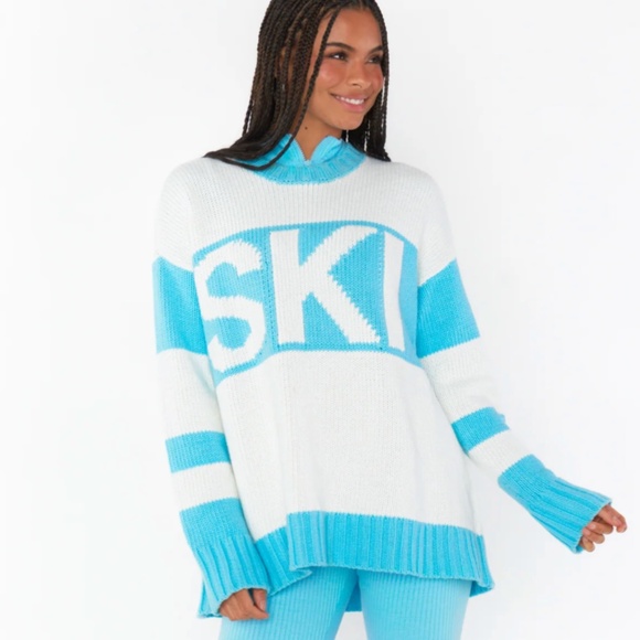 Show Me Your Mumu Ski in Sweater Blue/White Ski Sweater NWT - Picture 12 of 12